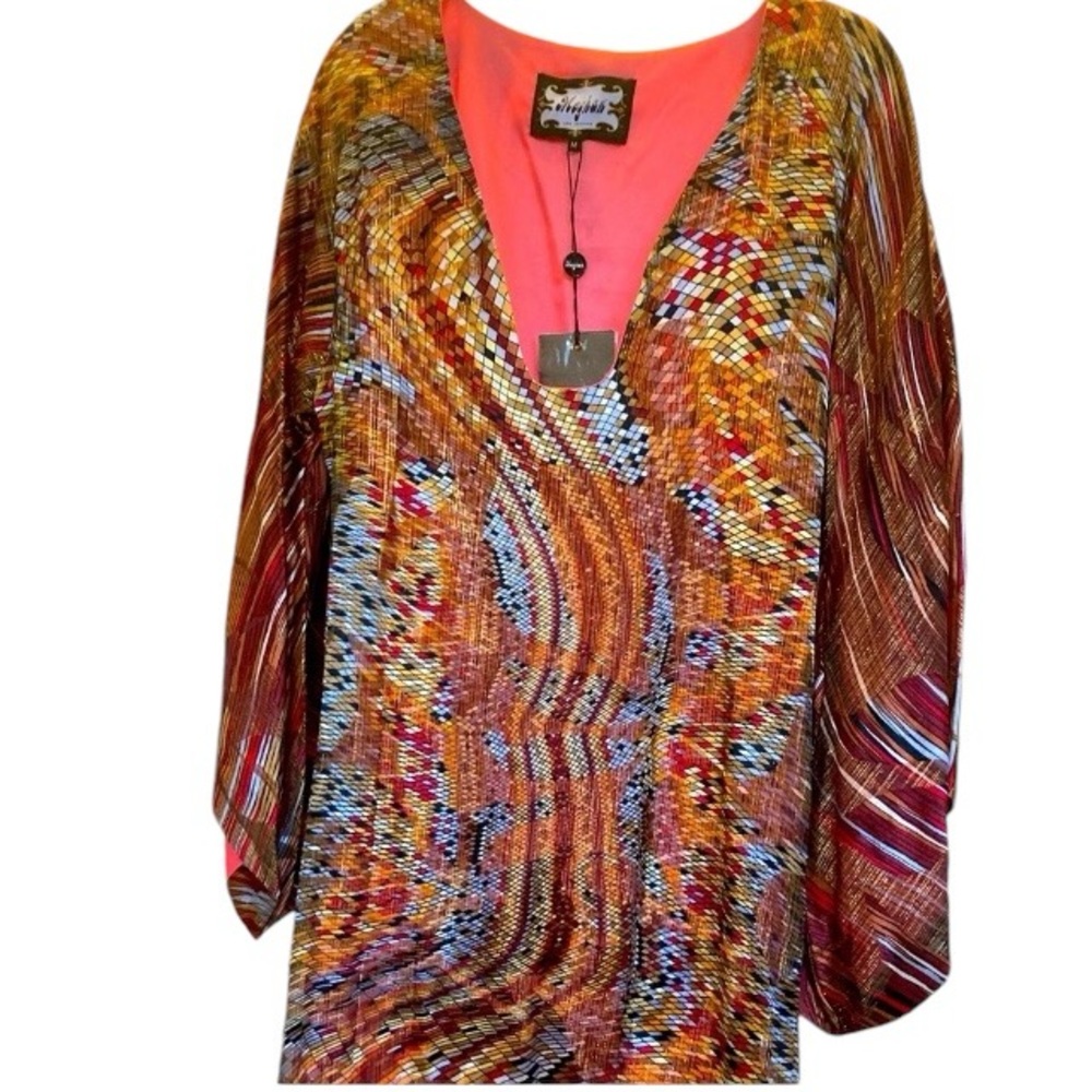 NWT Meghan Los Angeles Boho Silk Tunic Dress Sz M